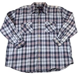 Falcon Bay Mens 4XLT Blue Plaid Flannel Shirt 100% Cotton Long Sleeve Big & Tall